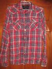 Women's Size Small Hard Rock Company Guitar Flannel Lined Shirt Plaid Soft Men's