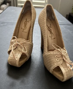 Yves Saint Laurent cream raffia bow pumps - size 36 1/2 (US SIZE 6.5) - Picture 1 of 13