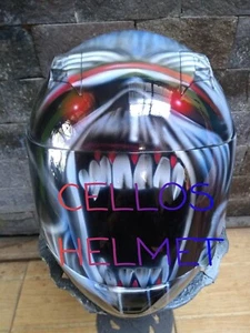 FREE SHIPPING SKULL SCREAMER ON FULL FACE HELMET FOR BIKER DOT APPROVED - Picture 1 of 6