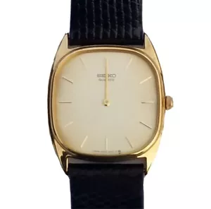 Vintage Seiko Gold Dress Quartz Watch Genuine Calfskin Band For Parts or Repairs - Picture 1 of 7