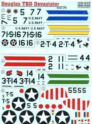 Decal for Douglas Tbd Devastator (Aircraft wet decal) 1/72 Print Scale 72-215 - Image 1 of 4