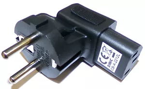 Winkeladapter, Kaltgerätestecker auf Schutzkontakt, C13 auf CEE 7/7, D51 - Bild 1 von 3