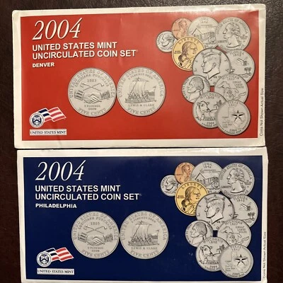 2004 Uncirculated Coin Set U.S Mint Phila & Denver Mints OGP 20 coins - Image 1 of 3