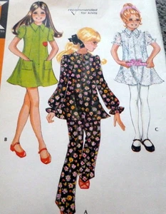 * SCHÖNES VINTAGE 60er Jahre MÄDCHEN KLEID, TOP & HOSE Schnittmuster 10 - Bild 1 von 1