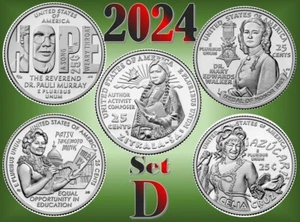 💰 2024 D American Women Quarters - Set 2024 of 5 coins - UNC - US Mint - Picture 1 of 7
