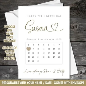 40th 50th 60th Greeting Card Personalised Birthday GLITTER HEART Any name 239 - Picture 1 of 6