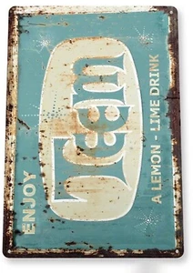 TEEM TIN SIGN SODA A LEMON LIME DRINK IT TASTES SO GOOD SODA FOUNTAIN MIXER - Picture 1 of 1