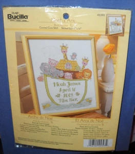 Bucilla NOAHS ARCHE GEBURTSREKORD 45393 gezähltes Kreuzstich-Set 11" x 14" NEU - Bild 1 von 4