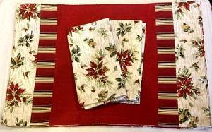 Longaberger Set-2 Rev Tischsets/Servietten-Hol Botanical/Hol Streifen/Pap Stoff + GRATIS - Bild 1 von 5