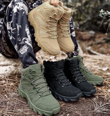 Nuevo Hombres Botas de Combate Tácticas Bota al Tobillo Alta Senderismo Escalada Zapatos Antideslizantes Foto 1 de 4