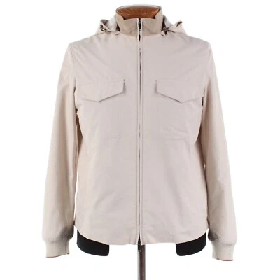 Chaqueta con Capucha Luciano Barbera Nueva con Etiquetas Poliéster Talla 50 (M EE. UU.) en Beige Sólido Foto 1 de 4