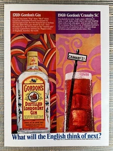 Anuncio impreso vintage Gordon's Distilled London Dry Gin Psychedelic Cranaby St 1968 - Imagen 1 de 1
