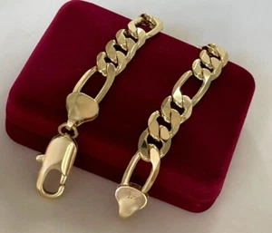 Luxus Herren Golden Armband 10mm Panzerkette 585er Gelbgold 14K vergoldet 25cm - Bild 1 von 7