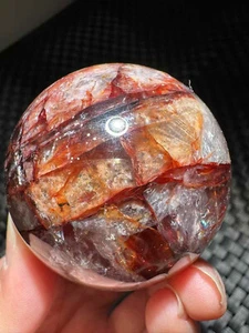 50mm Natural RRed glue flower crystal Sphere polished Ball Energy Healing gift - Imagen 1 de 8