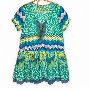 Kalypso Women's Green V-Neck Short Sleeve Blouse Top Plus Size Large - Picture 1 of 9