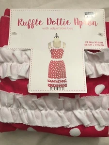 BED BATH & BEYOND RUFFLE DOTTY APRON WITH ADJUSTABLE TIES - Picture 1 of 1