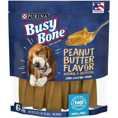 New Purina Busy Bone Peanut Butter Chew Treats for Dogs, 21 oz Pouch - Image 1 of 4