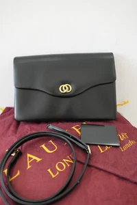 Vintage Launer London Clutch with Leather Shoulder Strap in Black Leather Bag - Picture 1 of 24