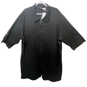 Top copricostume Club Z Collection, nero, full zip davanti, tasche, colletto, 3X, nuovo con etichette - Foto 1 di 8