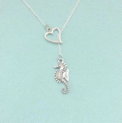 Beautiful Seahorse Handcrafted Antique Silver 18" Length Lariat Style Y Necklace - Image 1 of 3