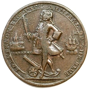 1739 Admiral Vernon Porto Bello 6 Schiffe Wetten Medaille - Bild 1 von 2