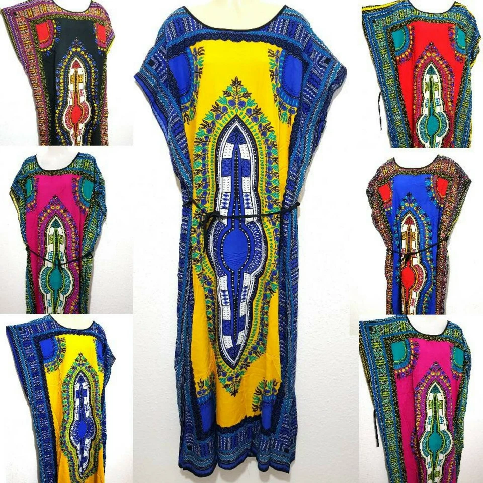 Kaftan Maxi Robe Robe D'Été Robe De Plage Robe Africain Style Manches Kimono - Photo 1/1