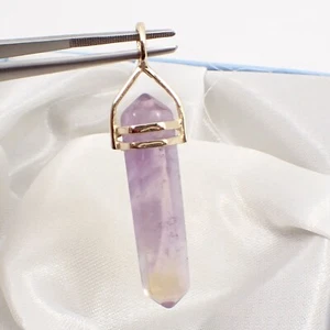 35 mm Natural Light Ametrine Crystal Prism Pendant Genuine 375 9k Yellow Gold - Picture 1 of 9
