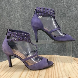 Jessica Simpson Heels Womens 8.5 M T Strap Studded Strappy Purple Zip Peep Toe - Picture 1 of 15