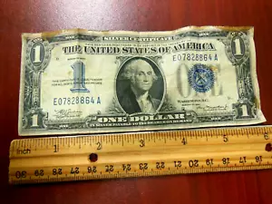 1935 One $1 Dollar United States "Silver Certificate" Blue Seal Funny Back Note - Picture 1 of 2