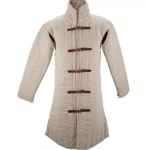 Gambeson Medieval Thick Cotton Padded White Gambeson Armor For Larp Reenactment - Picture 1 of 8