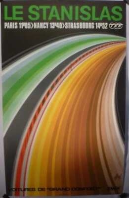 Affiche ancienne originale SNCF Foré Paris Nancy Strasbourg 1971 TEE - Photo 1/4