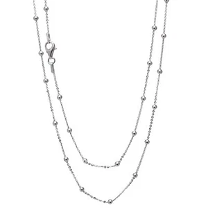 Women's 925 Sterling Silver Anchor Trace Ball Beaded Chain Necklace - Picture 1 of 6