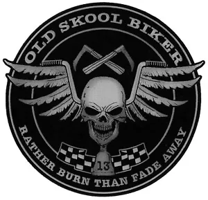 Old Skool Biker Skull Patch - 9x9 inch - PL6123 - Picture 1 of 4