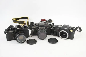 3 x SLR FILM CAMERAS Inc. Pentax P50 & Praktica B200 Electronic w/ Some Lenses - Picture 1 of 6