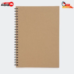 A4 Spiral Notebook Kraft Brown 160 Pages 80GSM Writing Journal Diary Sketch Book - Picture 1 of 12