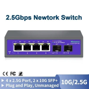 2.5gbps Ethernet Switch 4 Port 2500mbps Network Switcher 2 Port 10g Sfp+ Slot-mx - Afbeelding 1 van 9