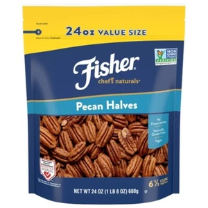 Fisher Chef’s Naturals , No Preservatives, Non-GMO Pecan Halves, 24 oz Bag - Picture 1 of 8