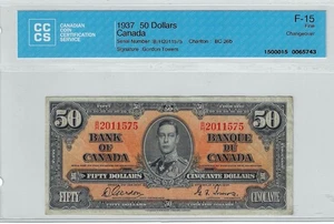1937  BOC BC-26b Gor/Tow,  $50  SN# B/H 2011575  CCCS  F 15 - Bild 1 von 2