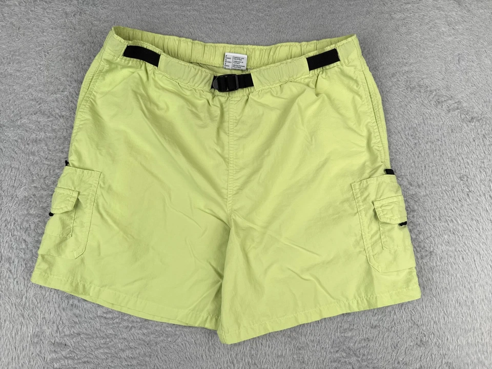 VINTAGE Columbia Shorts Women Small Yellow Belted Cargo 100% Nylon Hiking 36x6 - Image 1 of 4