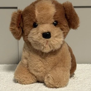 Vintage 1980s KAMAR Plush Puppy Dog Stuffed Animal Tan & Brown Handmade in Korea - Picture 1 of 12