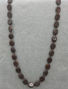 Vintage Faux braune Mondstein Perlen Halskette - goldfarbener Verschluss, 17,5" - Bild 1 von 8