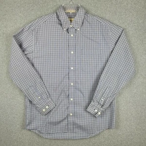 Eddie Bauer Button Up Shirt Mens Medium Long Sleeve Blue Black White Check - Picture 1 of 11