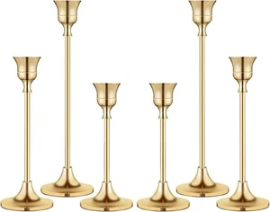 Candlestick Holders Gold Brass Vintage Candle Stick - Picture 1 of 7