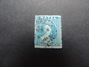 1861 Natal 3d Blue no watermark intermediate perf SG11 Used - Picture 1 of 2