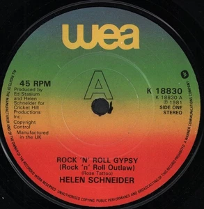 Helen Schneider Rock N Roll Gypsy 7" vinyl UK Wea 1981 K18830 - Picture 1 of 2