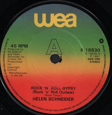 Helen Schneider Rock N Roll Gypsy 7" vinyl UK Wea 1981 K18830 - Image 1 of 2