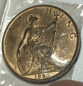 1895 Großbritannien 1/4d Farthing Stempelglanz Unc Lustre - Bild 1 von 2