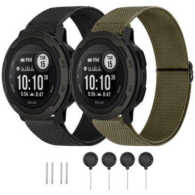 Banda elástica de nailon de 22 mm compatible con Garmin Instinct 1/2/3 45 mm solar/fore... Foto 1 de 4