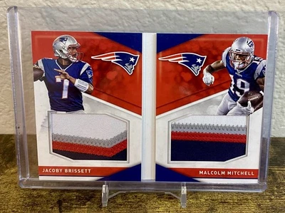 16/25 Jacoby Brissett & Mitchell WORN ROOKIE 4Color Patch 2016 Preferred Booklet - Image 1 of 4