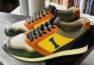 Coole Sneakers Schuhe ICEBERG Italy Nylon Leder Orange Gelb Grün Gr. 44 Top! - Bild 1 von 4